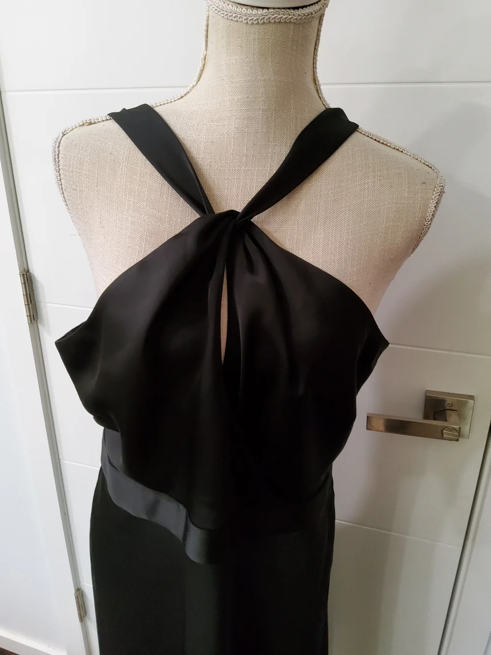 J.Crew Satin Black Halter Midi Dress Size 14